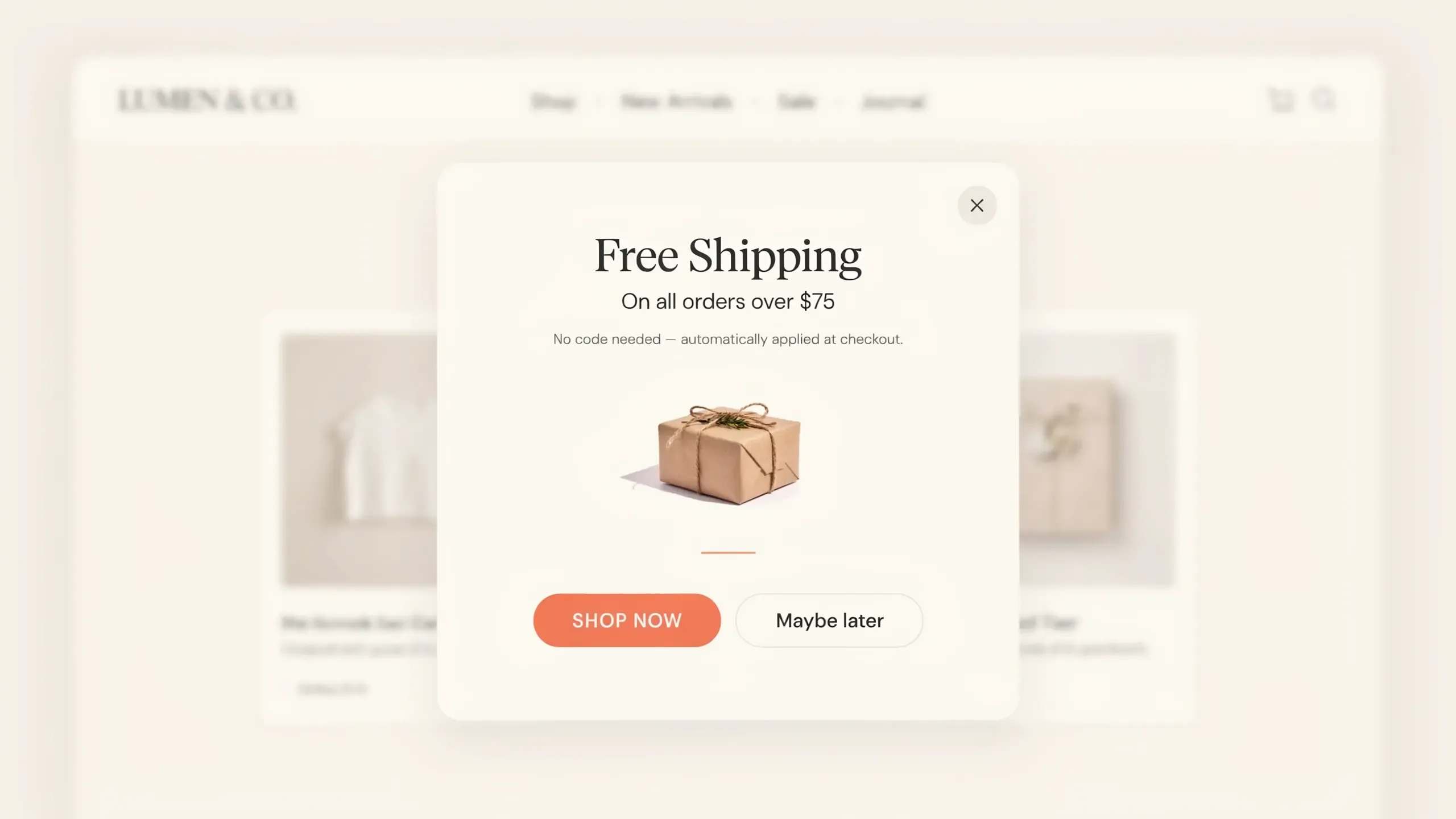 Free Shipping Popup